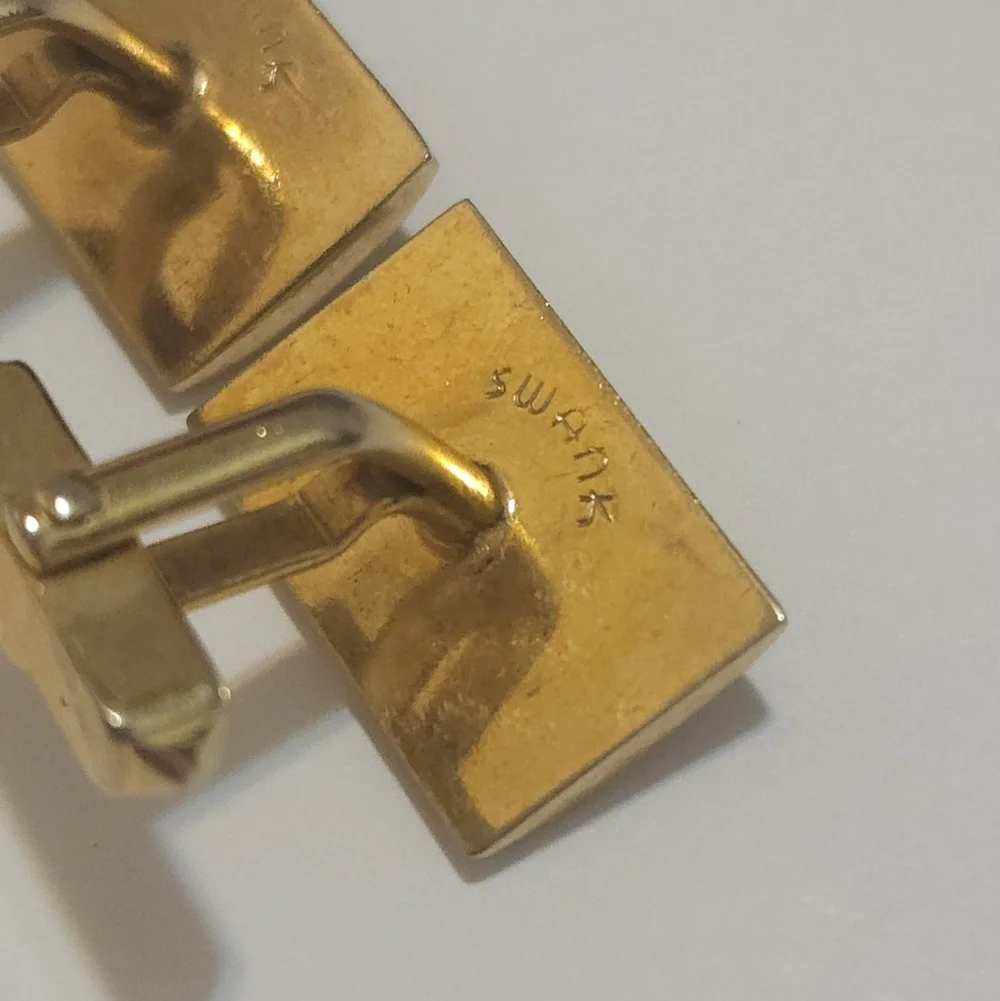 Vintage Swank Gold Plated Brown Leather Cuff Links Unisex